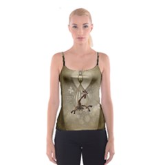 Funny Giraffe With Herats And Butterflies Spaghetti Strap Top by FantasyWorld7