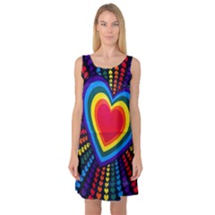 Rainbow Pop Heart Sleeveless Satin Nightdress by WensdaiAmbrose
