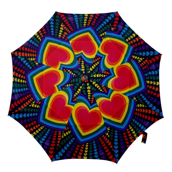 Rainbow Pop Heart Hook Handle Umbrellas (Large)