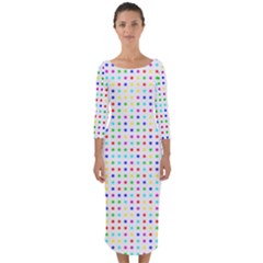 Dots Color Rows Columns Background Quarter Sleeve Midi Bodycon Dress by Pakrebo