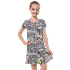 Village Place Portugal Landscape Kids  Cross Web Dress by Pakrebo