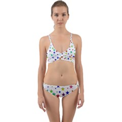 Star Random Background Scattered Wrap Around Bikini Set