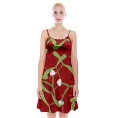 Mistletoe Christmas Texture Advent Spaghetti Strap Velvet Dress by Pakrebo