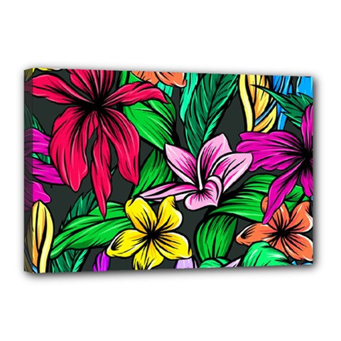 Hibiscus Flower Plant Tropical Canvas 18  X 12  (stretched) by Pakrebo