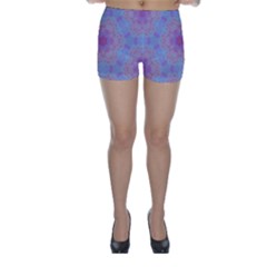 Violet Mandala Floral Pattern Skinny Shorts by WensdaiAmbrose