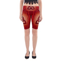 The Celtic Knot In Red Colors Yoga Cropped Leggings by FantasyWorld7