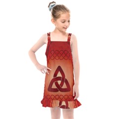 The Celtic Knot In Red Colors Kids  Overall Dress by FantasyWorld7