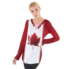 Canada Flag Shirts Long Sleeve Canada Tie Up Tee