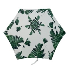Watercolor Dark Green Banana Leaf Mini Folding Umbrellas by Alisyart