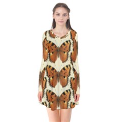 Butterflies Insects Long Sleeve V-neck Flare Dress by Mariart