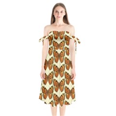 Butterflies Insects Shoulder Tie Bardot Midi Dress by Mariart