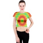 Kaleidoscope Background Mandala Red green Crew Neck Crop Top