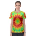 Kaleidoscope Background Mandala Red green Women s Sport Mesh Tee