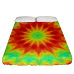 Kaleidoscope Background Mandala Red green Fitted Sheet (Queen Size)