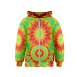 Kaleidoscope Background Mandala Red green Kids  Zipper Hoodie