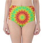 Kaleidoscope Background Mandala Red green Classic High-Waist Bikini Bottoms