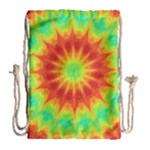 Kaleidoscope Background Mandala Red green Drawstring Bag (Large)