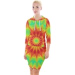 Kaleidoscope Background Mandala Red green Quarter Sleeve Hood Bodycon Dress