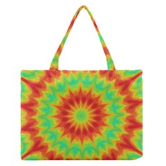 Kaleidoscope Background Mandala Red Green Zipper Medium Tote Bag by Mariart