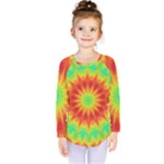 Kaleidoscope Background Mandala Red green Kids  Long Sleeve Tee