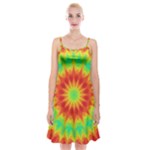 Kaleidoscope Background Mandala Red green Spaghetti Strap Velvet Dress