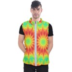 Kaleidoscope Background Mandala Red green Men s Puffer Vest