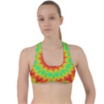 Kaleidoscope Background Mandala Red green Criss Cross Racerback Sports Bra