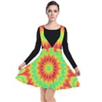 Kaleidoscope Background Mandala Red green Plunge Pinafore Dress