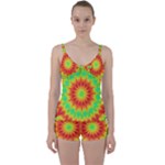 Kaleidoscope Background Mandala Red green Tie Front Two Piece Tankini