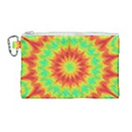 Kaleidoscope Background Mandala Red green Canvas Cosmetic Bag (Large)