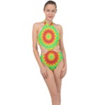 Kaleidoscope Background Mandala Red green Halter Side Cut Swimsuit