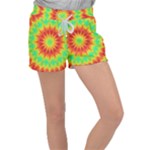 Kaleidoscope Background Mandala Red green Women s Velour Lounge Shorts