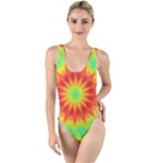 Kaleidoscope Background Mandala Red green High Leg Strappy Swimsuit