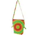 Kaleidoscope Background Mandala Red green Folding Shoulder Bag