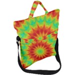 Kaleidoscope Background Mandala Red green Fold Over Handle Tote Bag