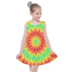 Kaleidoscope Background Mandala Red green Kids  Summer Dress