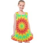 Kaleidoscope Background Mandala Red green Kids  Cross Back Dress