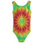 Kaleidoscope Background Mandala Red green Kids  Cut-Out Back One Piece Swimsuit