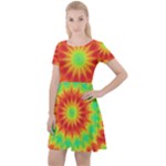 Kaleidoscope Background Mandala Red green Cap Sleeve Velour Dress 