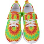 Kaleidoscope Background Mandala Red green Women s Velcro Strap Shoes