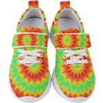 Kaleidoscope Background Mandala Red green Kids  Velcro Strap Shoes