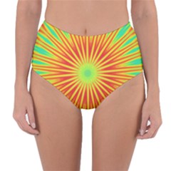 Kaleidoscope Background Mandala Red,green Sun Reversible High-waist Bikini Bottoms by Mariart