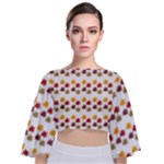 Autumn Leaves Tie Back Butterfly Sleeve Chiffon Top