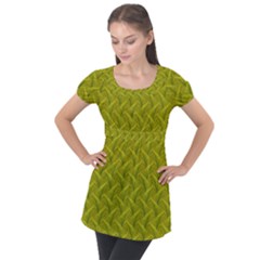 Autumn Leaves Pattern Puff Sleeve Tunic Top by LoolyElzayat