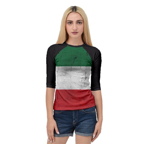 Flag Patriote Quebec Patriot Red Green White Grunge Separatism Quarter Sleeve Raglan Tee by Quebec