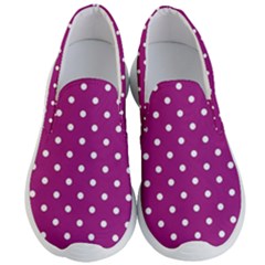 Polka Dots In Purple Men s Lightweight Slip Ons by WensdaiAmbrose