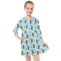 Pineapple Watermelon Fruit Lime Kids  Quarter Sleeve Shirt Dress