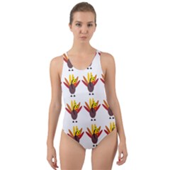 Turkey Thanksgiving Background Cut-out Back One Piece Swimsuit by Mariart