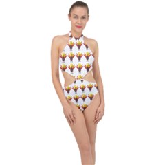 Turkey Thanksgiving Background Halter Side Cut Swimsuit by Mariart