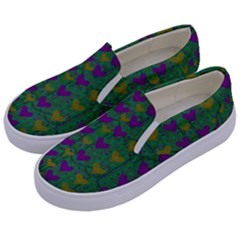 In Love With Festive Hearts Kids  Canvas Slip Ons by pepitasart